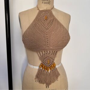Handmade Crochet Halter Top with Beads